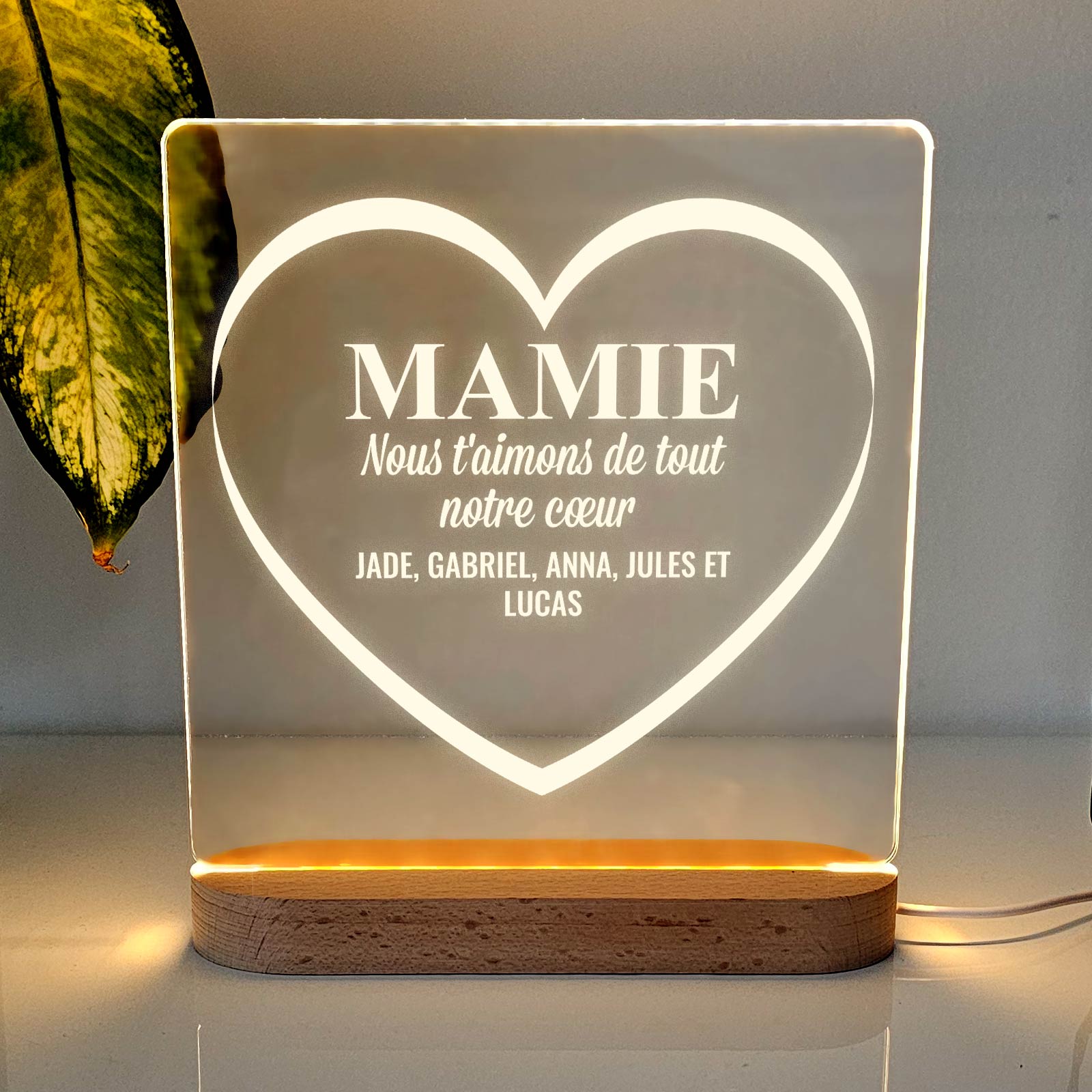 Nous t'aimons de tout notre cœur - Lampe décorative