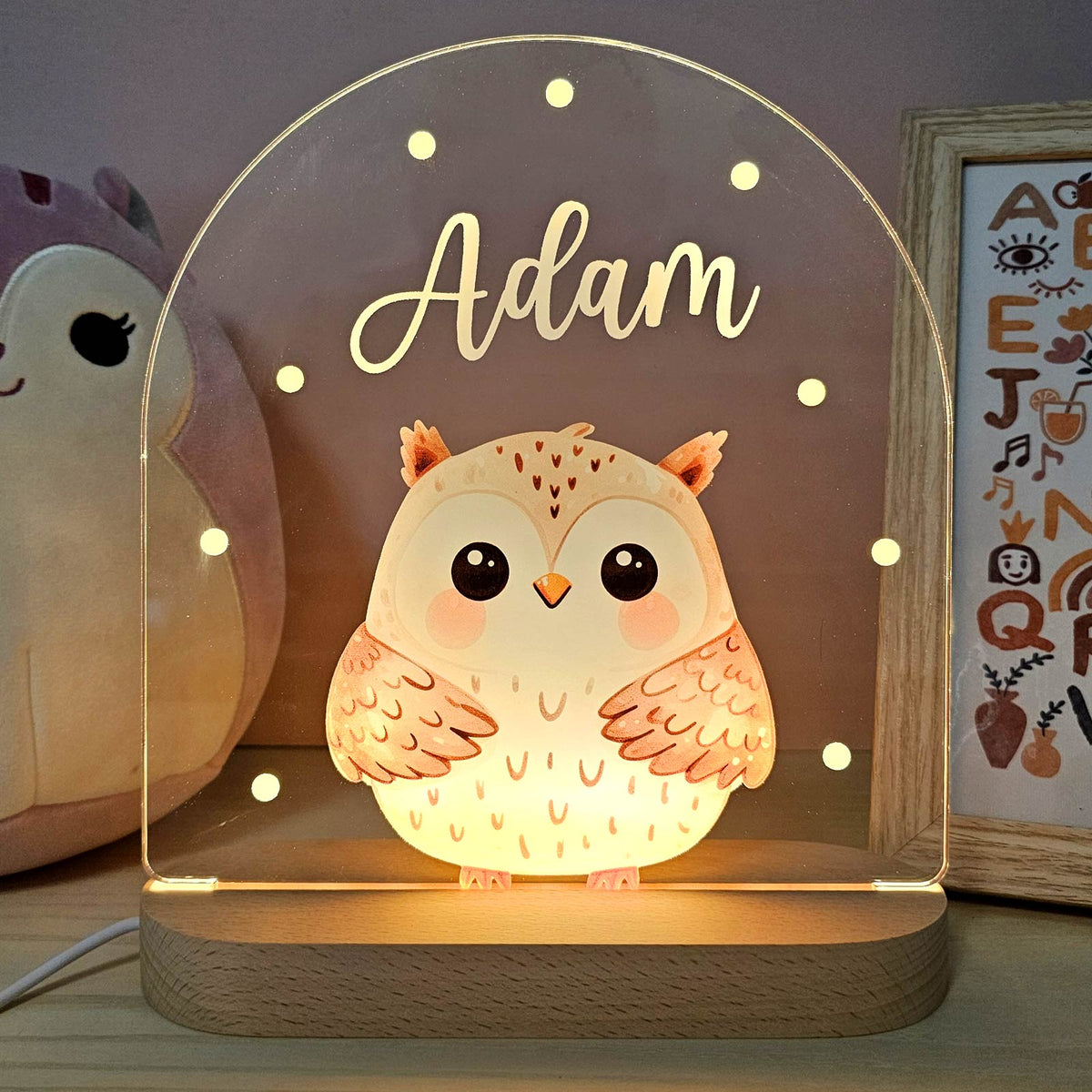 Veilleuse Animaux Mignons avec Nom Personnalisé