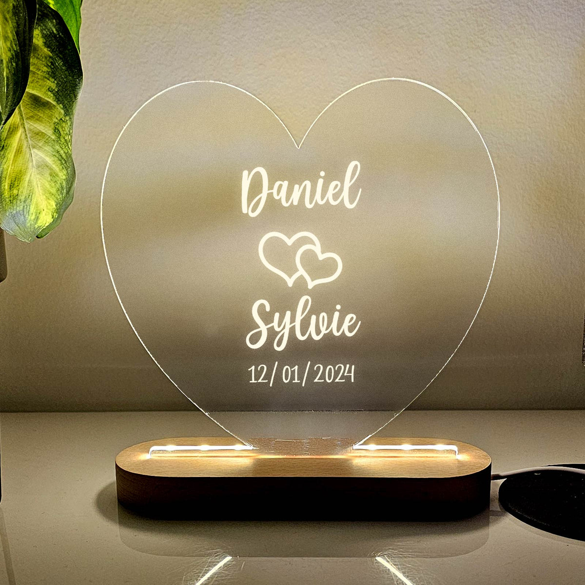 Noms Et Cœurs - Lampe Décorative Cœur