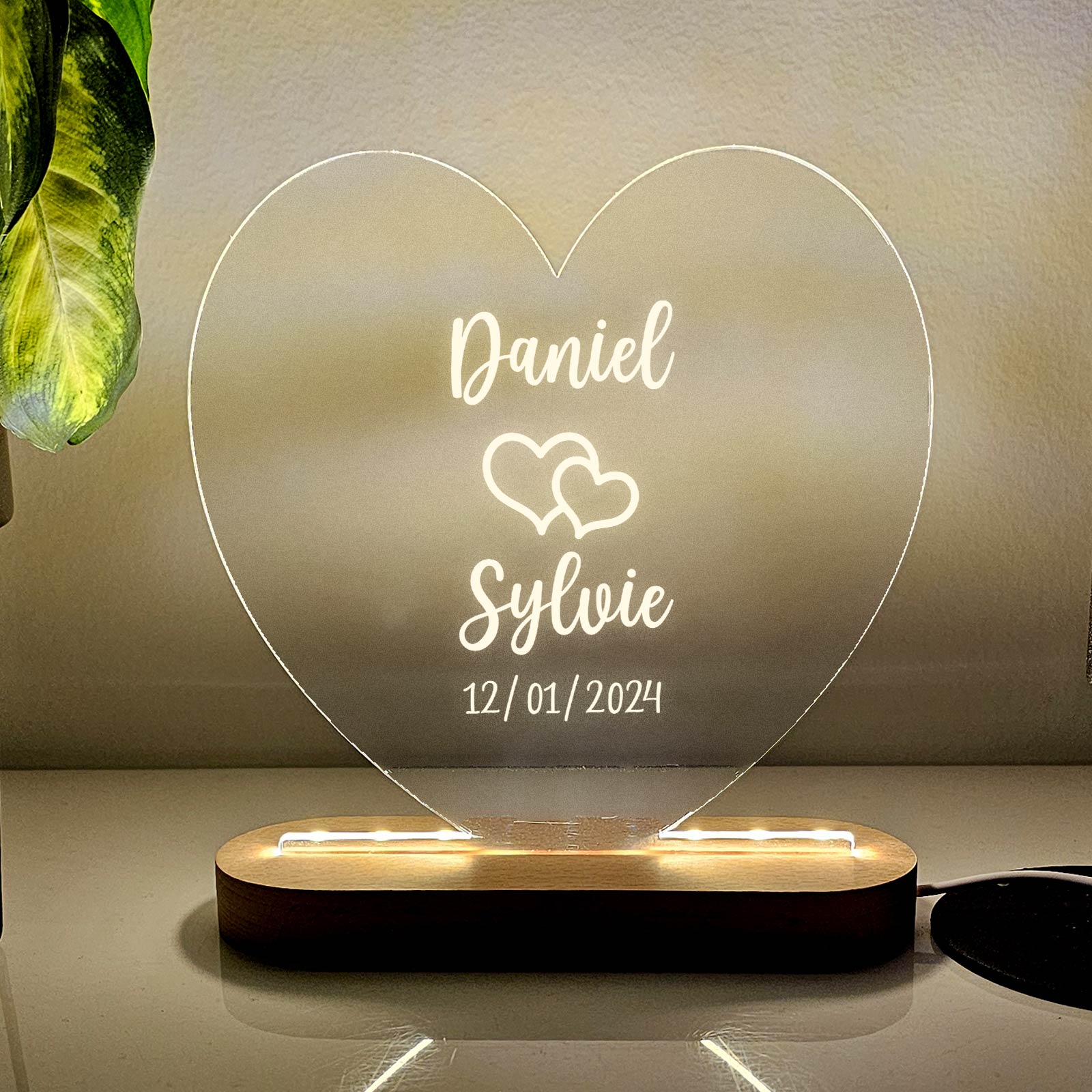 Noms Et Cœurs - Lampe Décorative Cœur