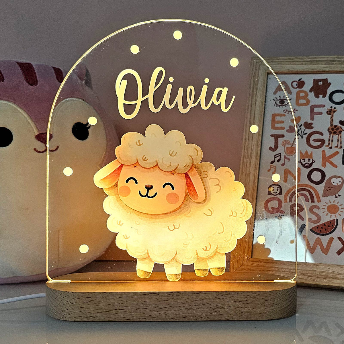 Veilleuse Animaux Mignons avec Nom Personnalisé
