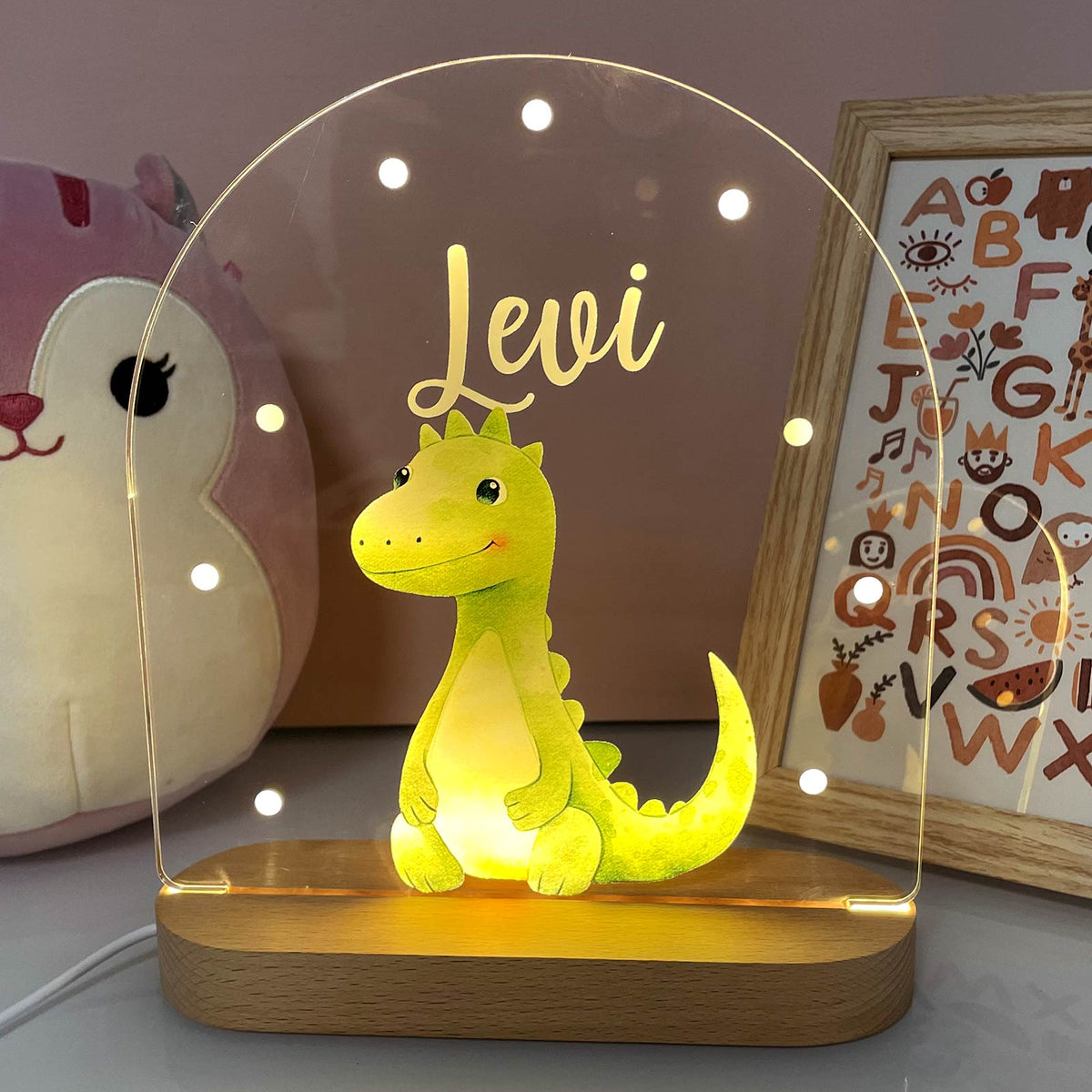 Veilleuse Animaux Mignons avec Nom Personnalisé