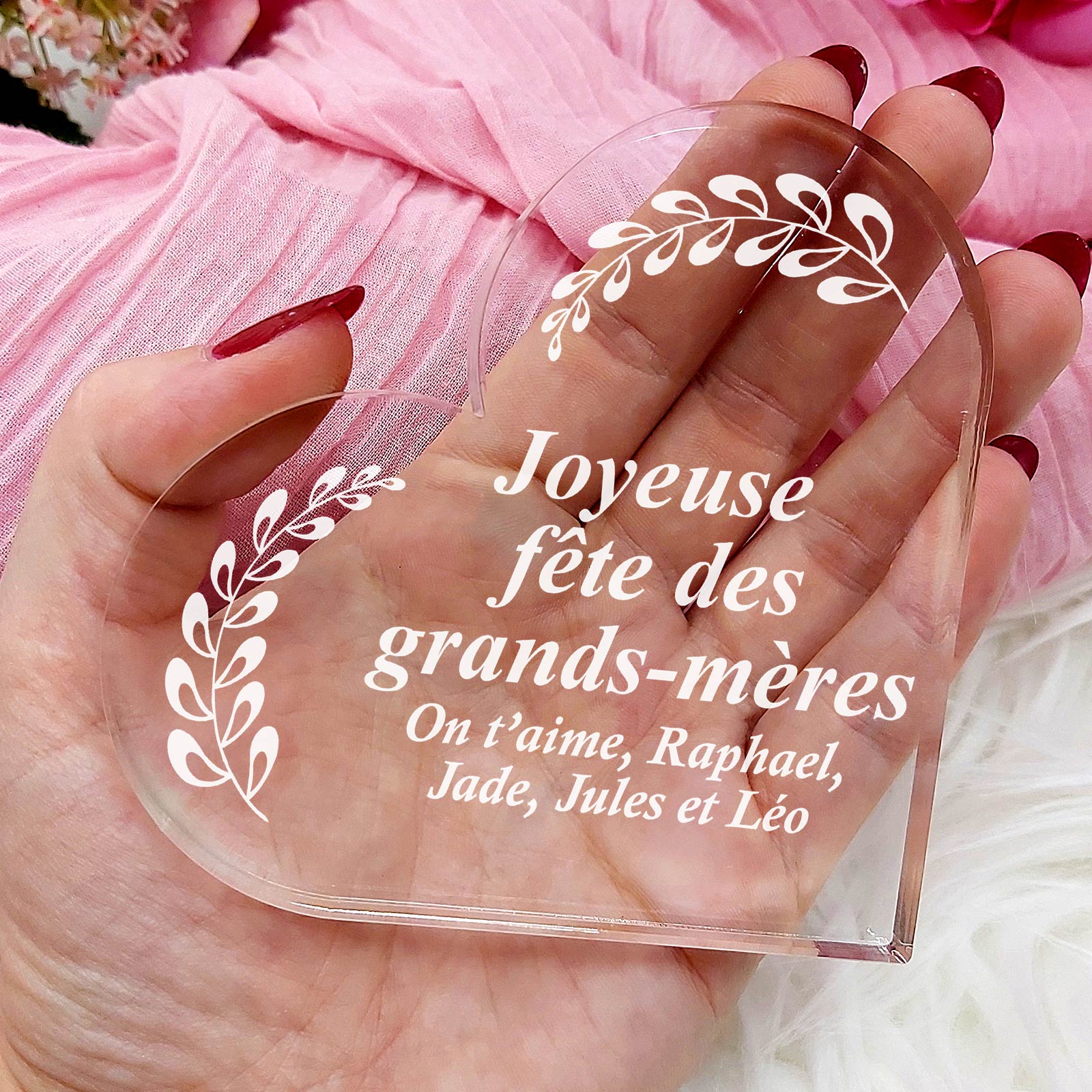 Joyeuse fête des grands-mères - Cœur en plexiglas