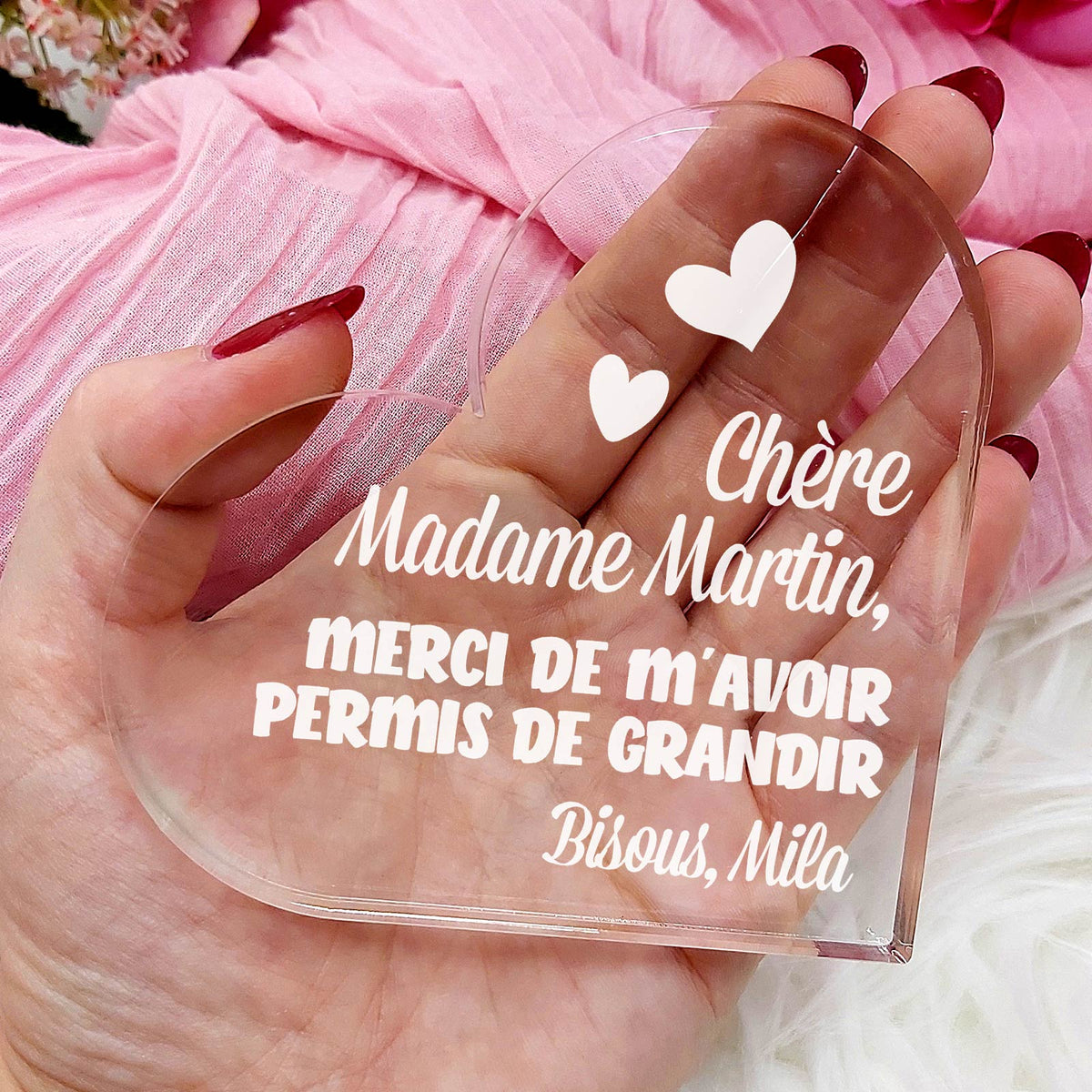 Merci de m’avoir permis de grandir - Cœur En Plexiglas