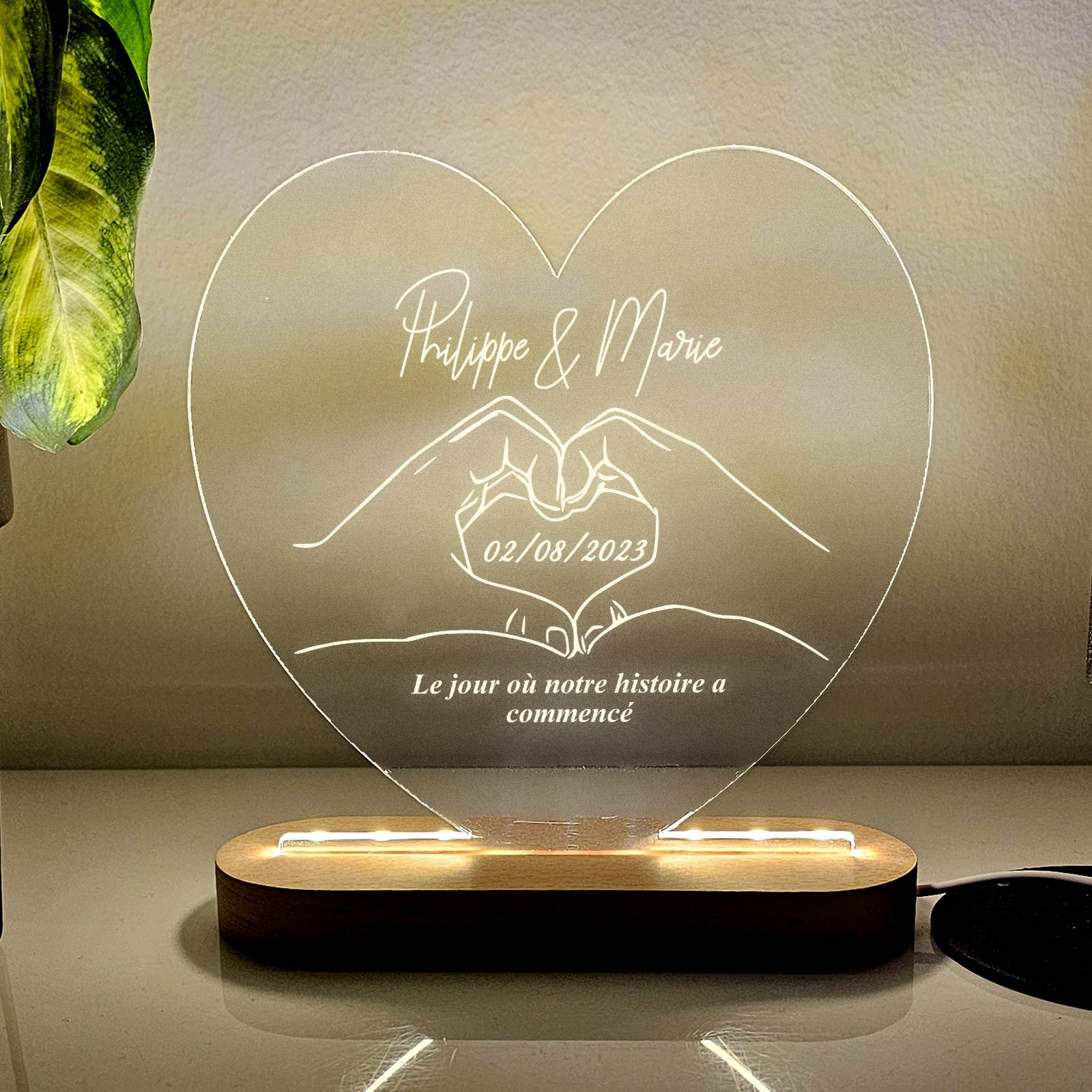 Mains Formant Un Cœur - Lampe Décorative