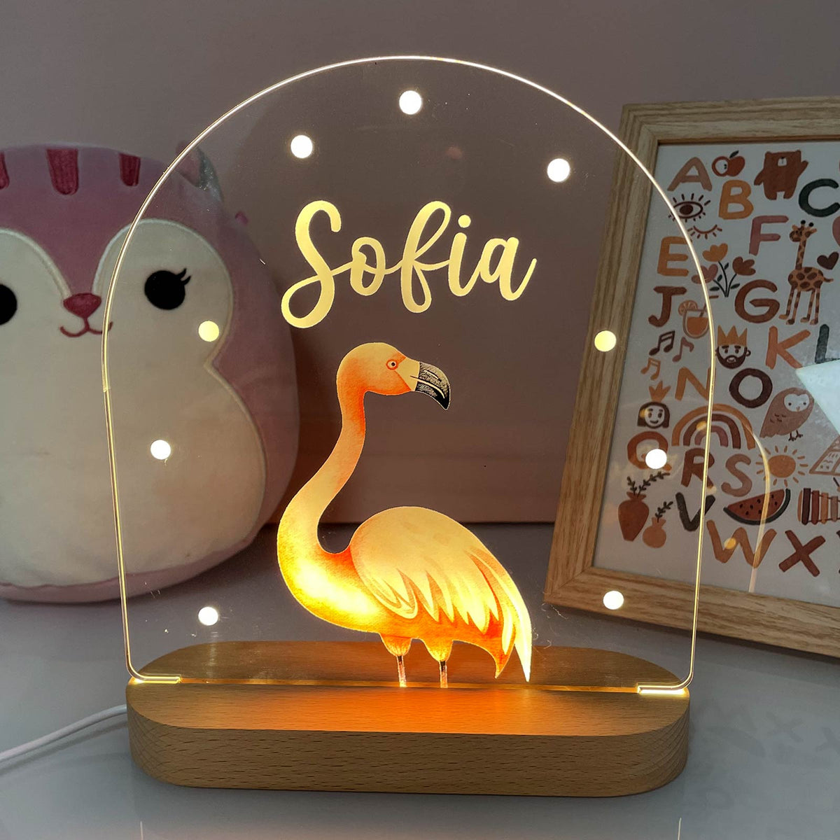 Veilleuse Animaux Mignons avec Nom Personnalisé
