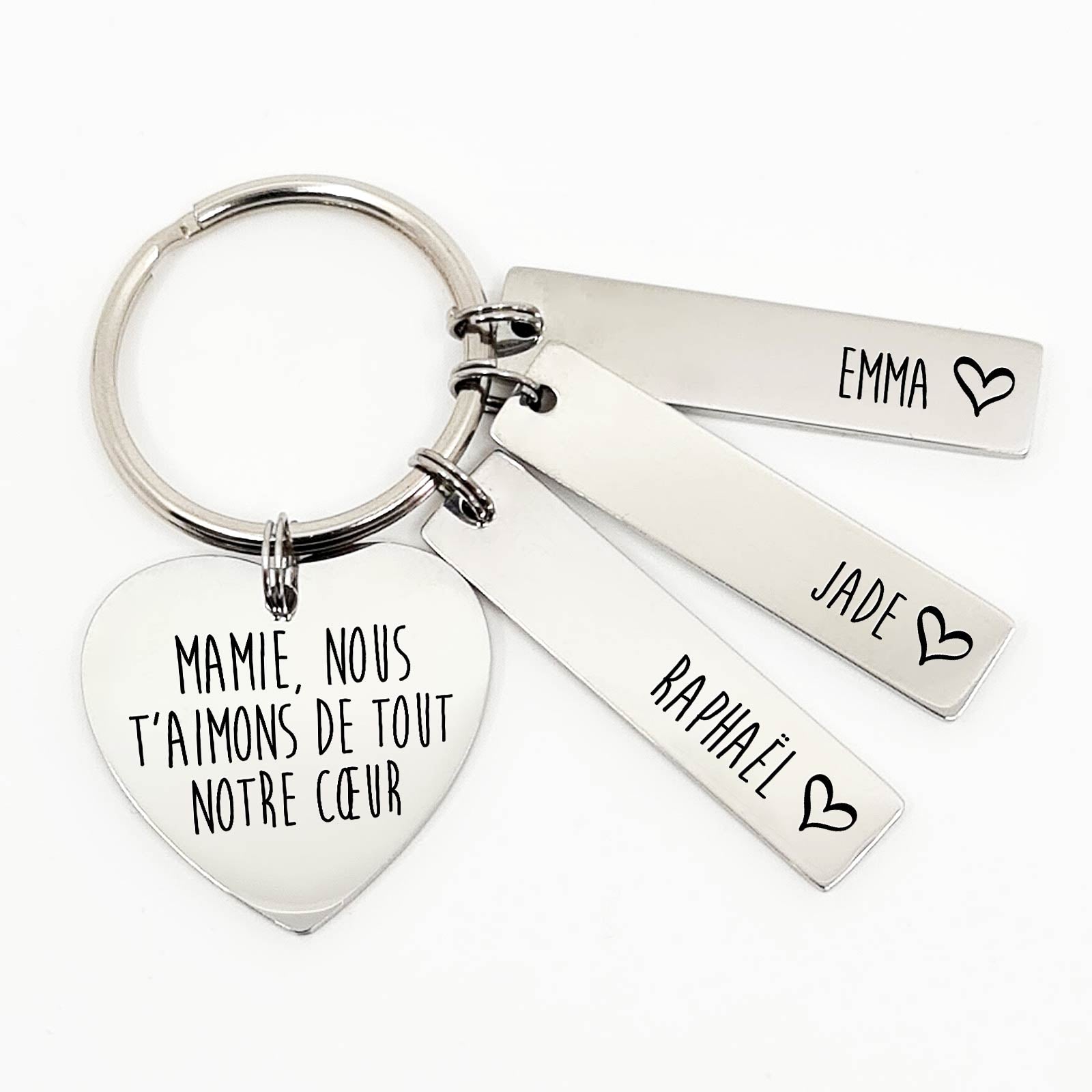 Mamie, nous t'aimons de tout notre cœur -  Porte-clés Cœur