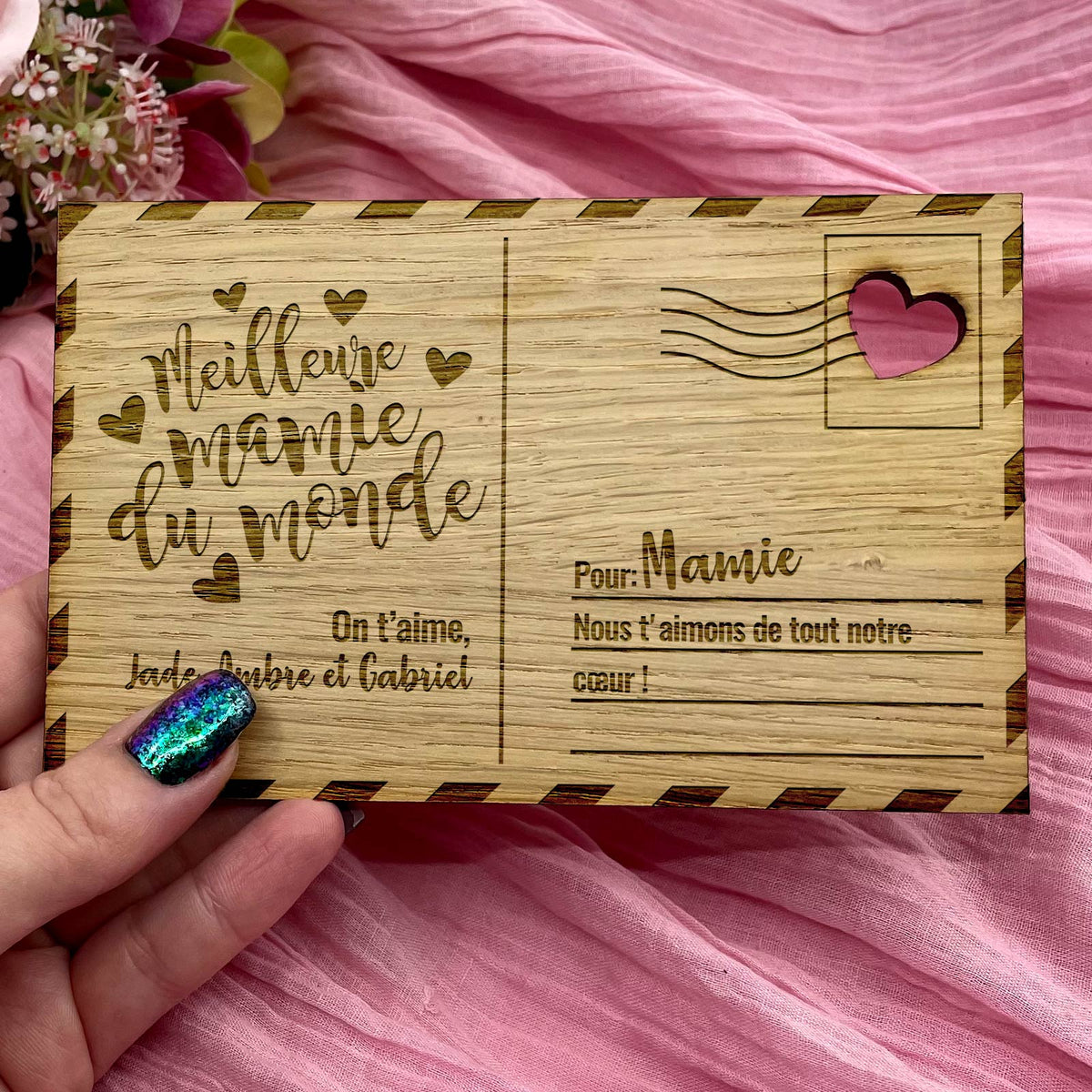 Meilleure mamie du monde - Carte postale en bois