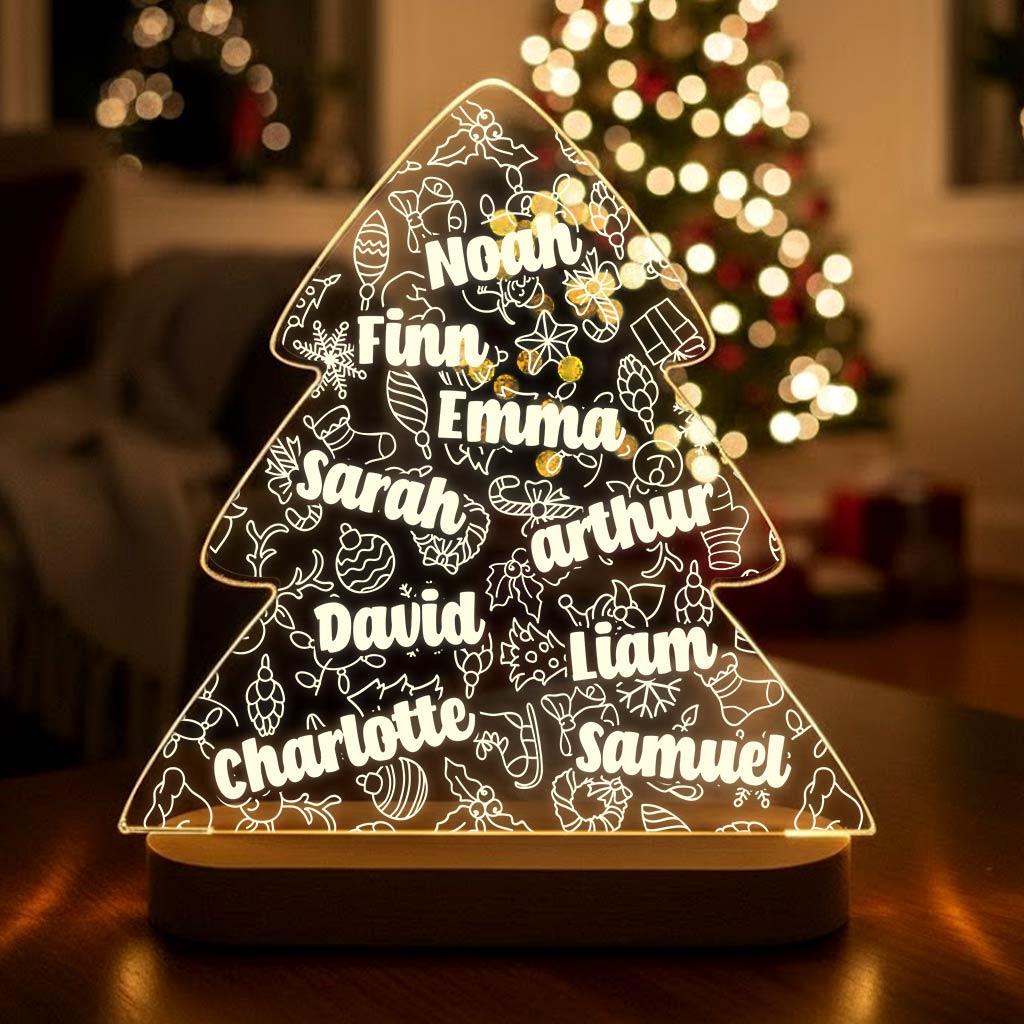 Sapin de Noël avec prénoms - Lampe décorative