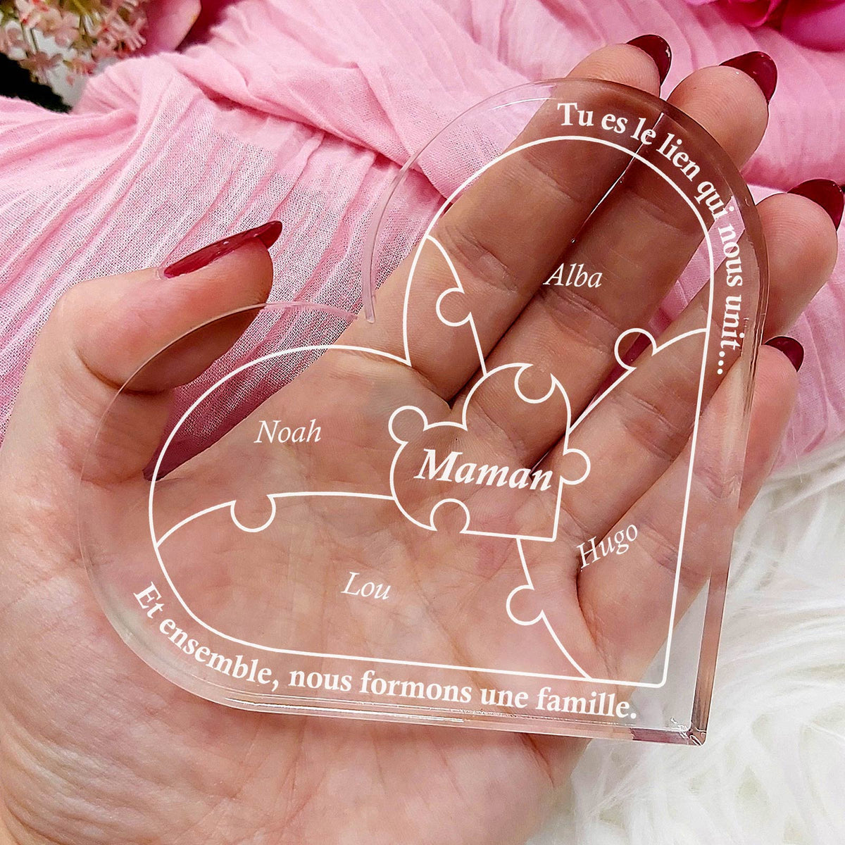 Le lien qui nous unit - Cœur Puzzle en Plexiglas