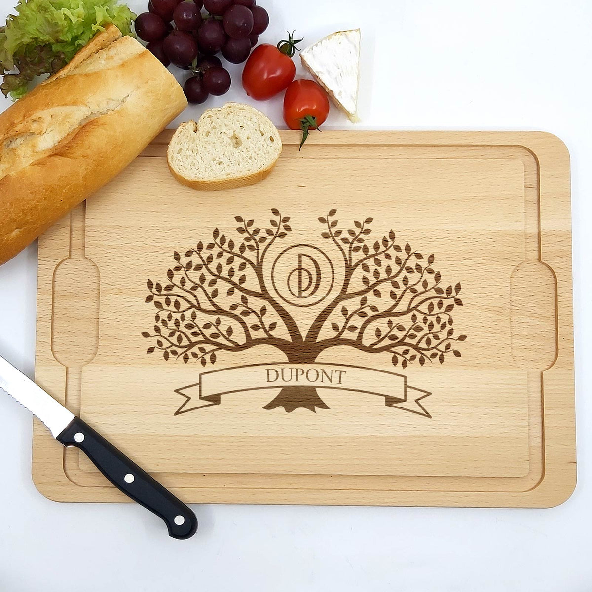 Planche à découper personnalisée avec noms et Initiale