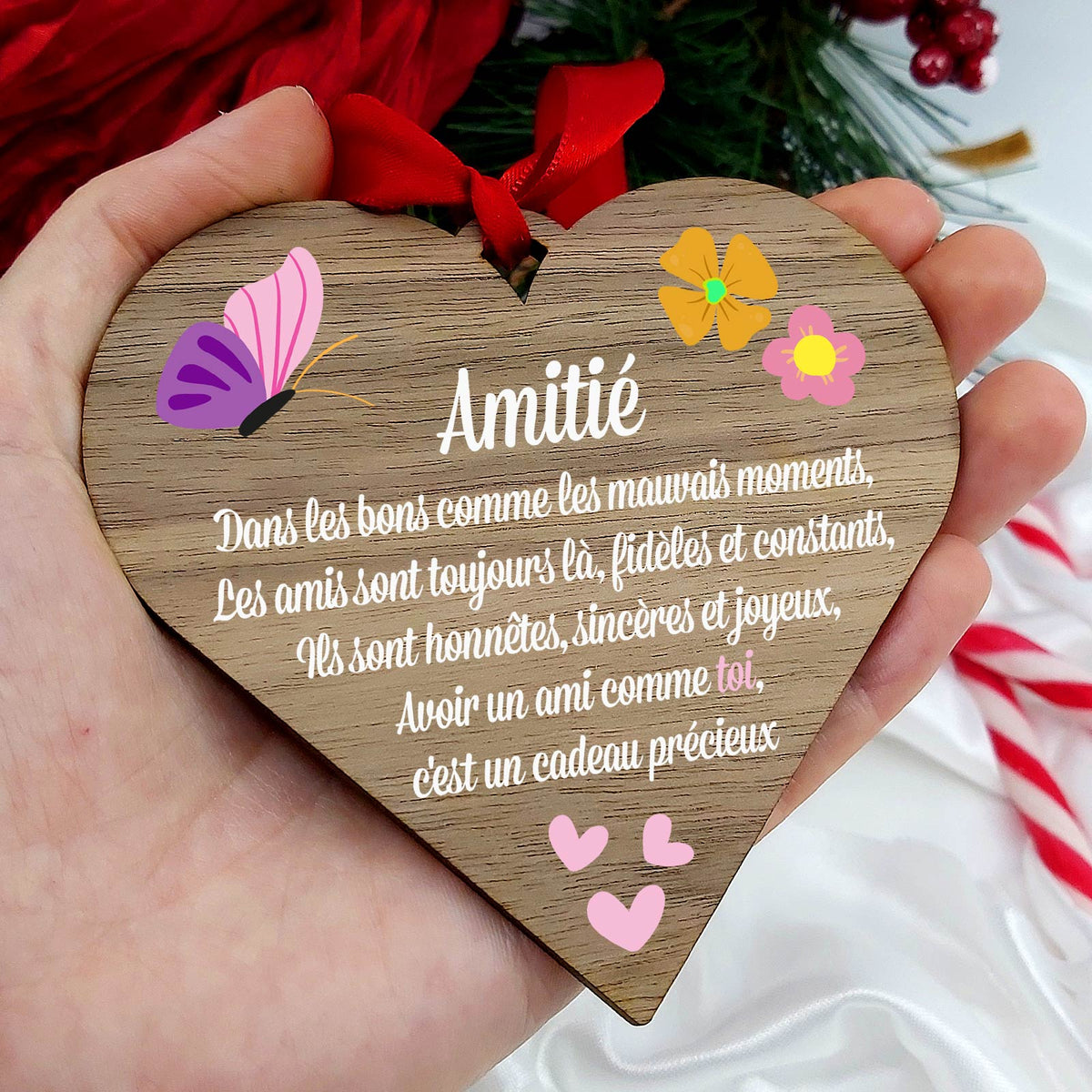 Amité - Cœur en bois