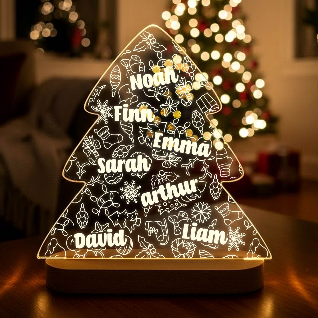 Sapin de Noël avec prénoms - Lampe décorative