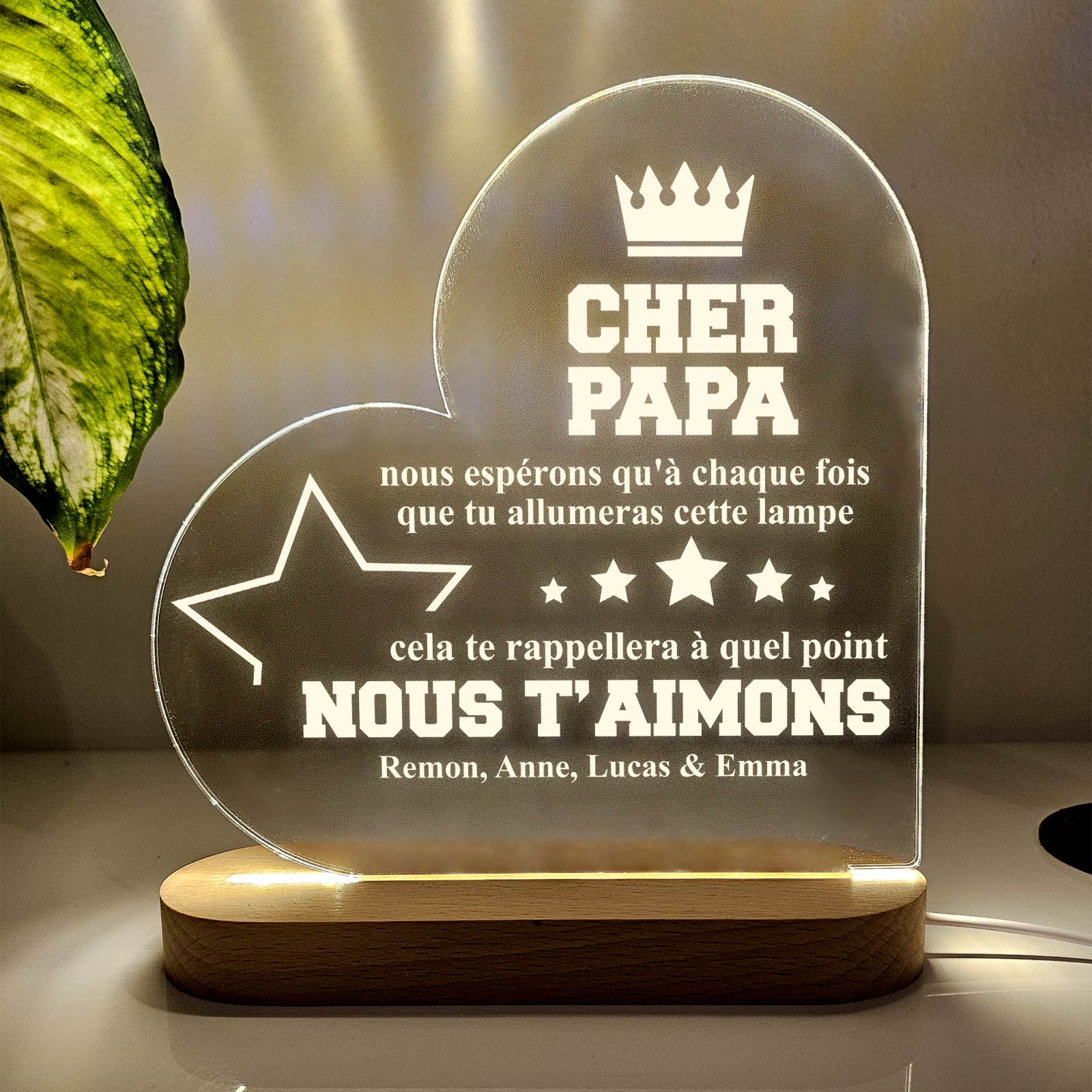 Pense à Nous Papa - Lampe Décorative