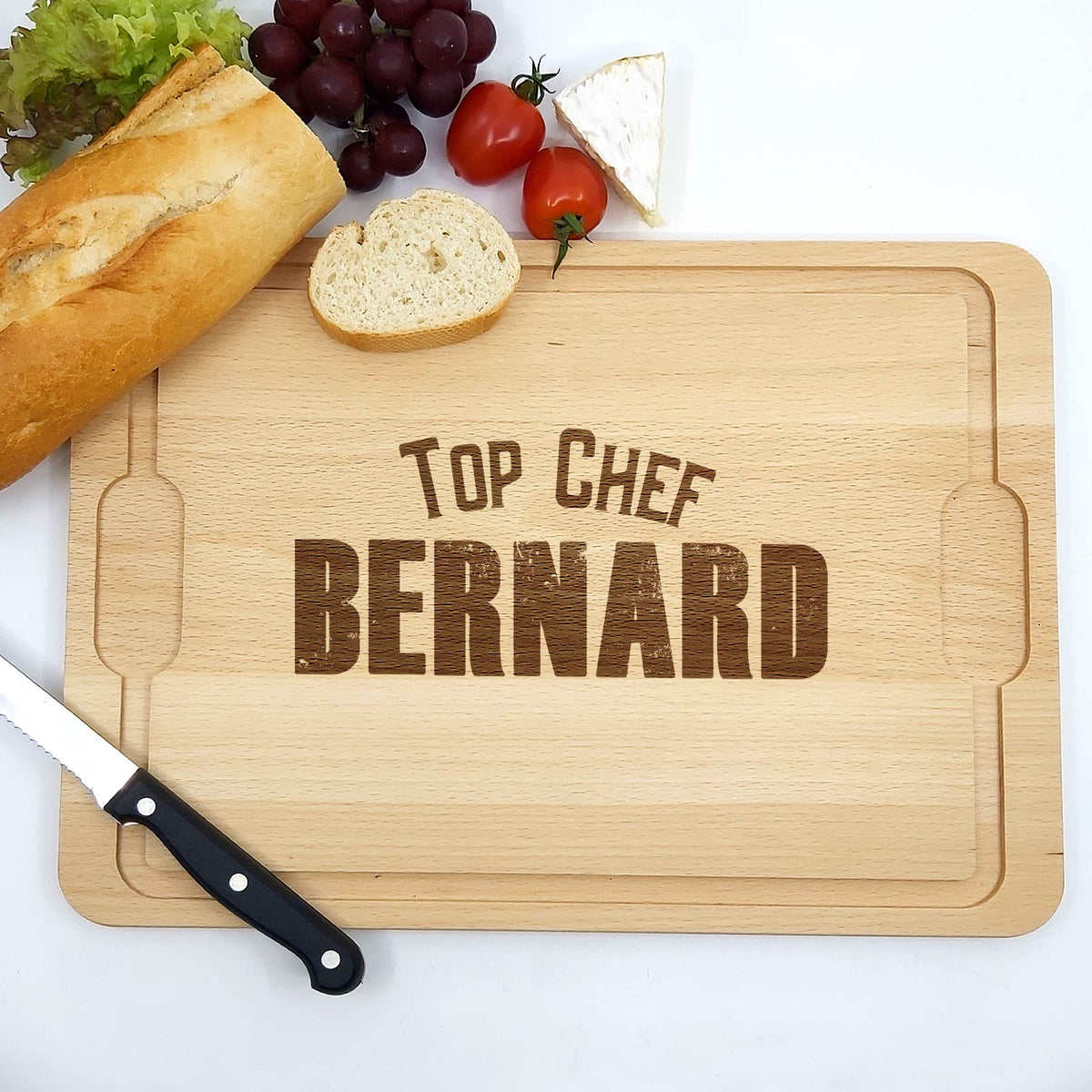 Planche à découper personnalisée avec noms et Initiale