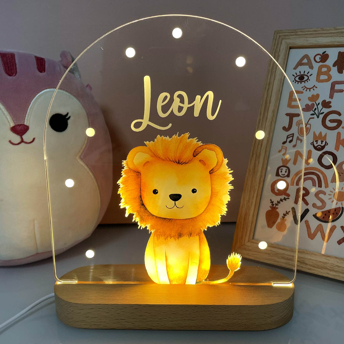 Veilleuse Animaux Mignons avec Nom Personnalisé