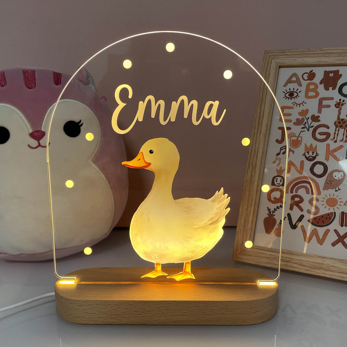 Veilleuse Animaux Mignons avec Nom Personnalisé