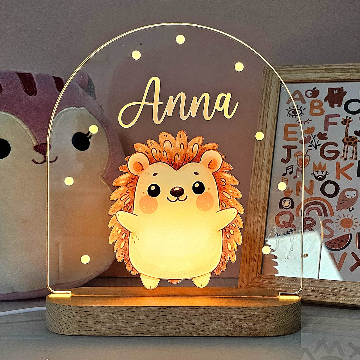 Veilleuse Animaux Mignons avec Nom Personnalisé