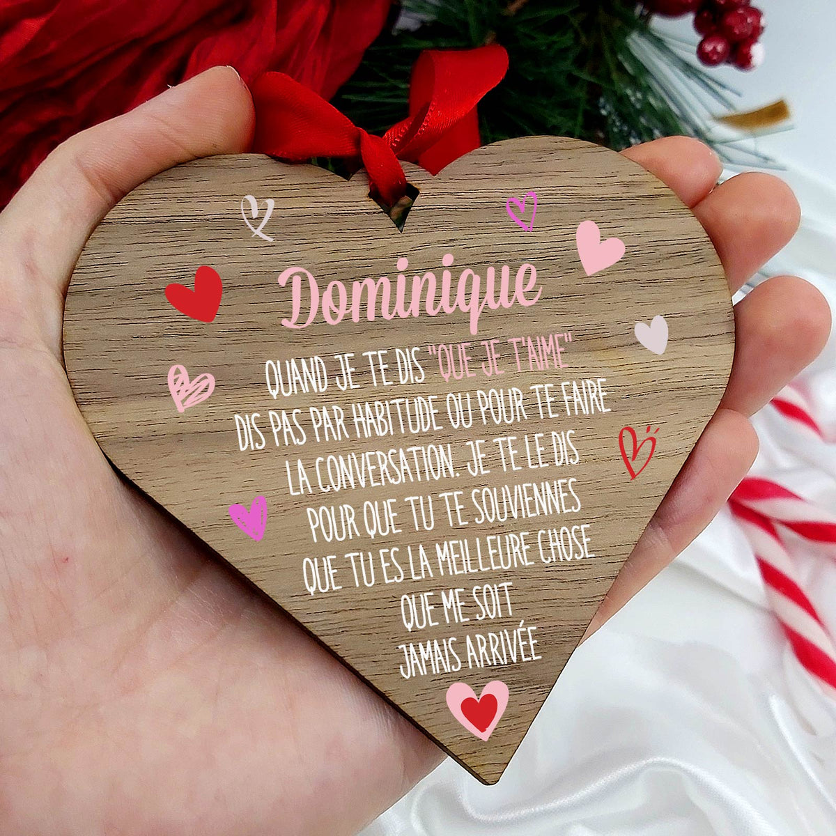 Que je t&#39;aime - Cœur en bois