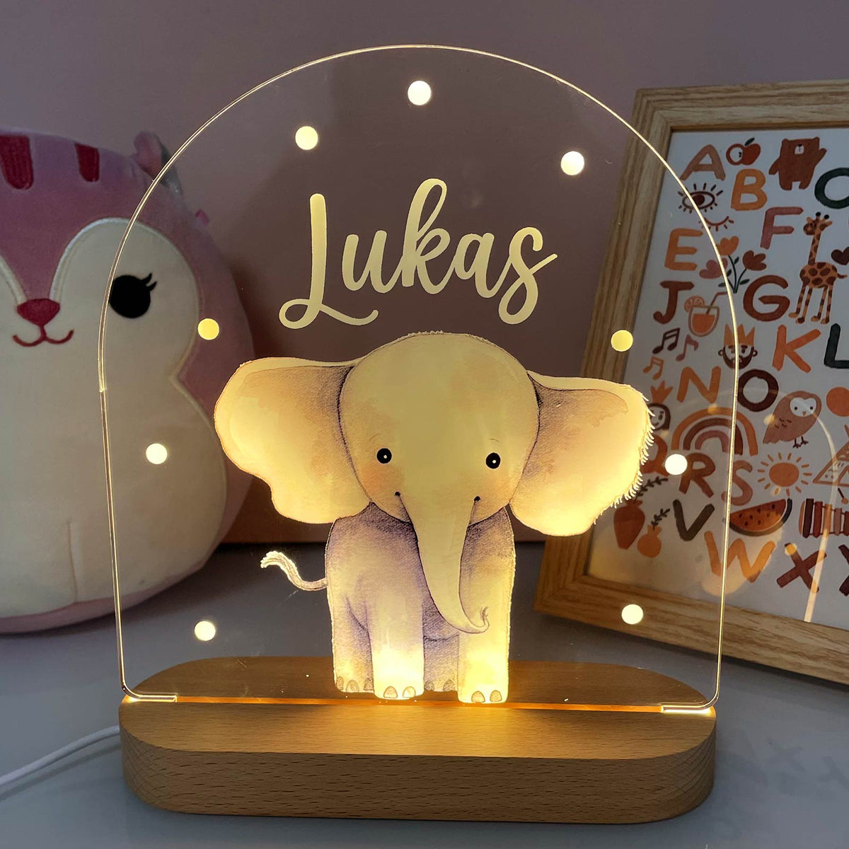 Veilleuse Animaux Mignons avec Nom Personnalisé