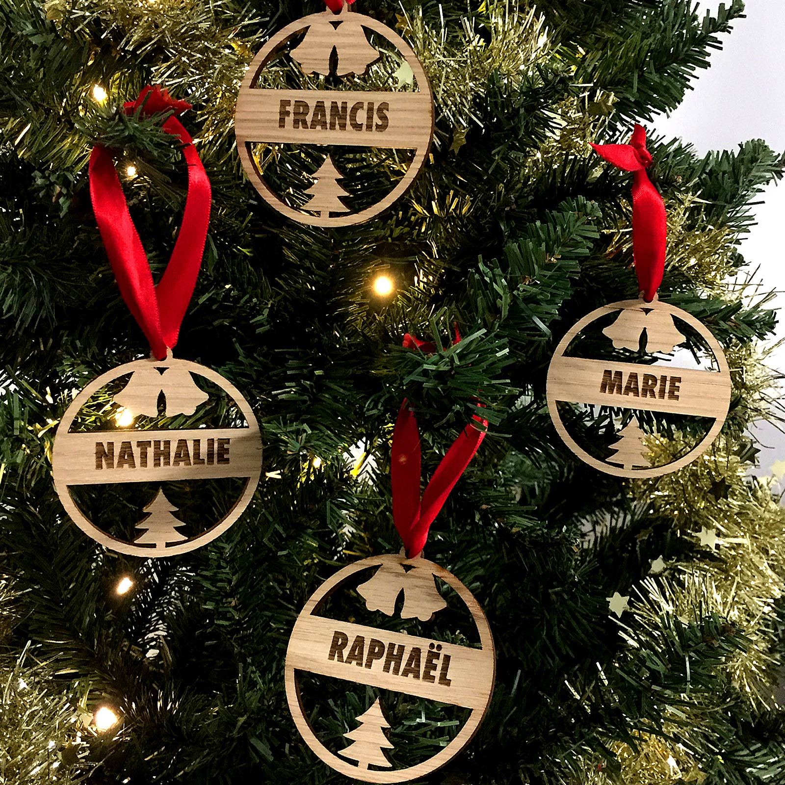 Décoration de noël en bois avec votre nom