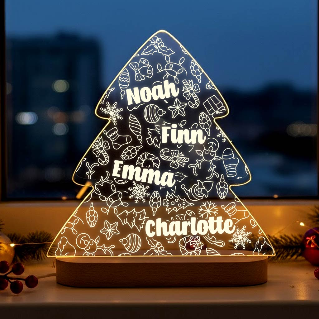 Sapin de Noël avec prénoms - Lampe décorative