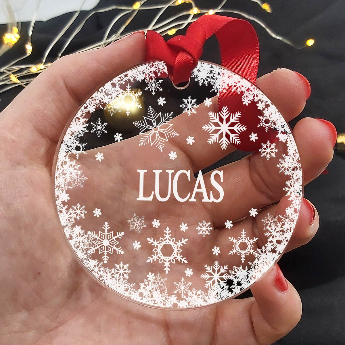 Flocons de neige décoration de noël en plexiglas avec votre nom