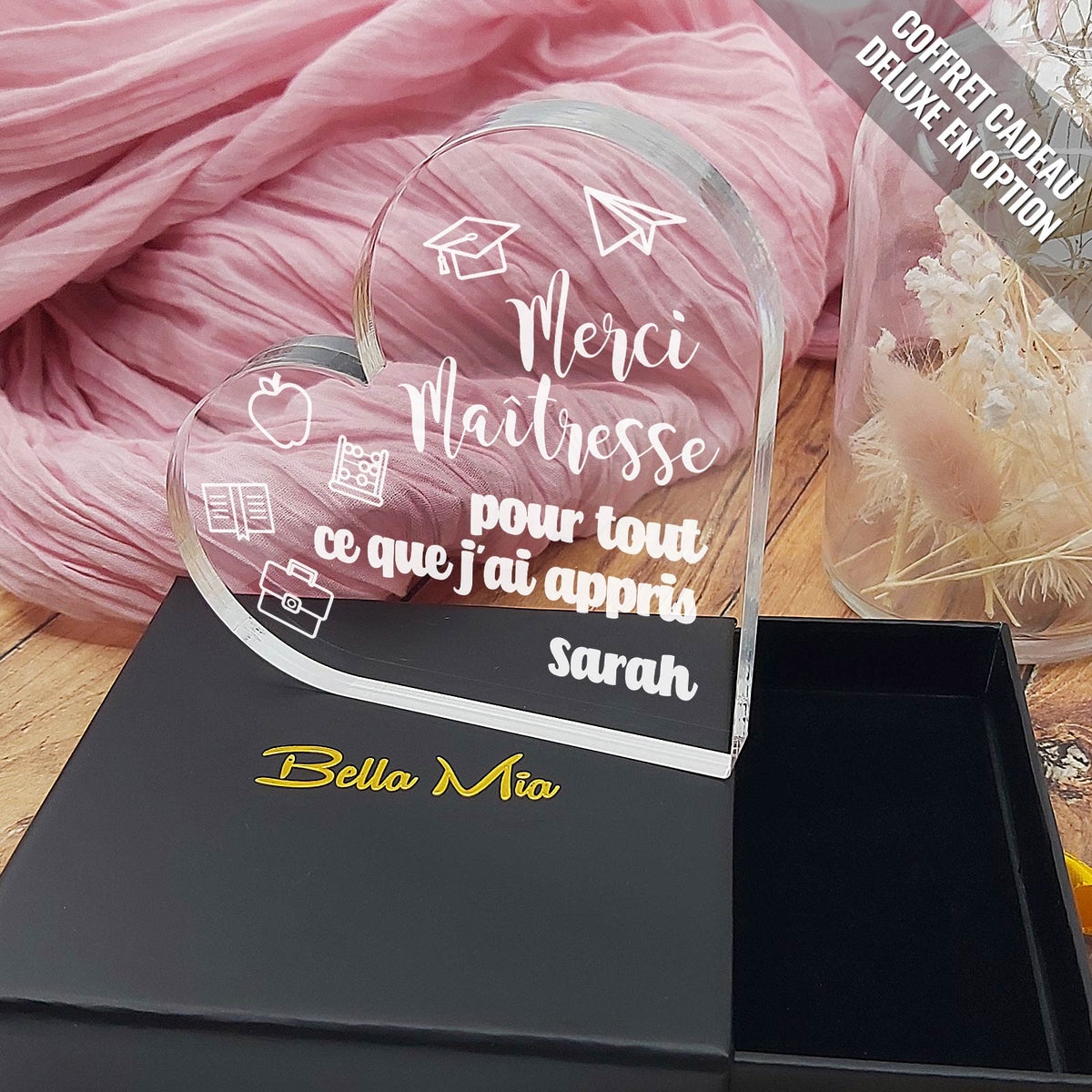 Merci pour tout ce que j&#39;ai appris - Cœur en plexiglas