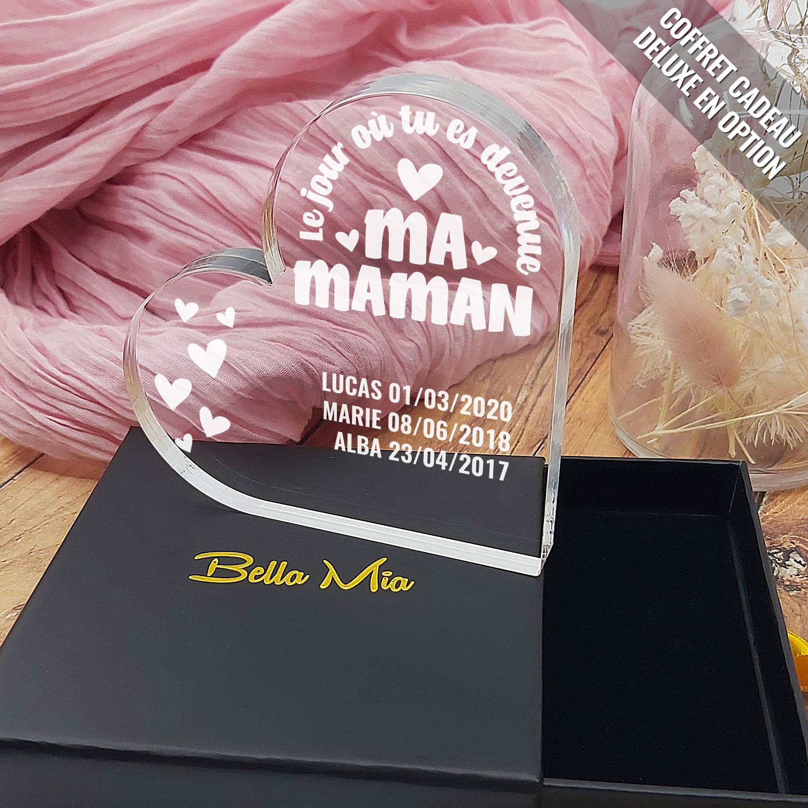 Le jour où tu es devenue ma maman - cœur en plexiglas