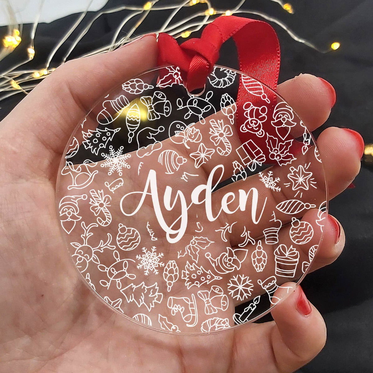 Motifs de noël avec nom décoration en plexiglas