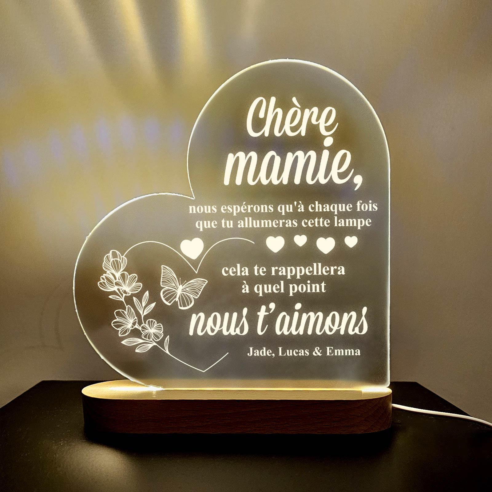 Veilleuse Cœur Pense à Nous - Lampe Décorative