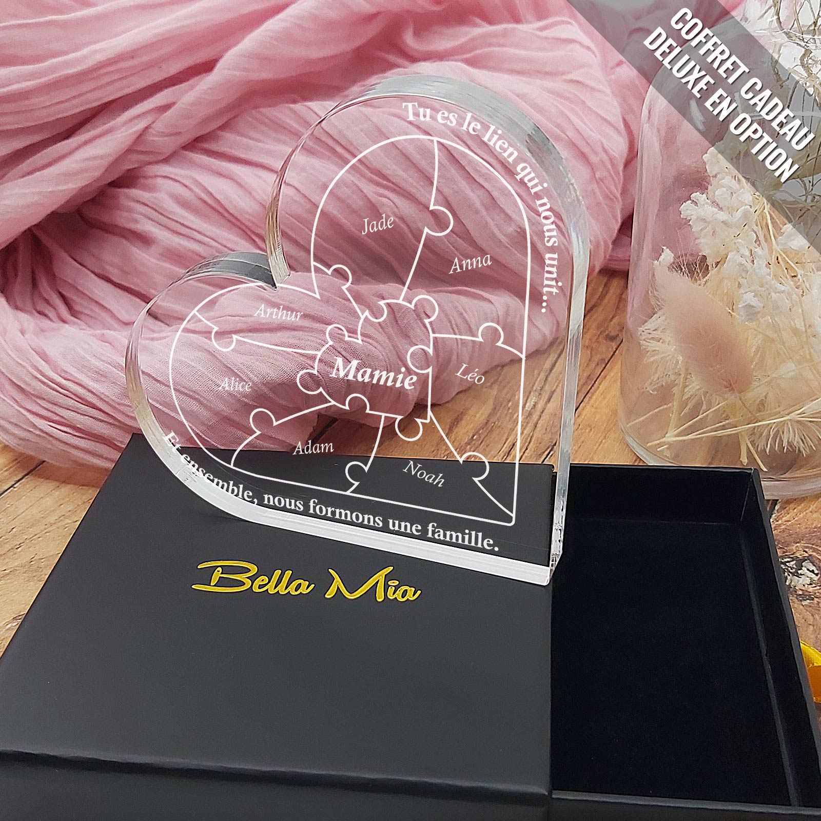 Le lien qui nous unit - Cœur Puzzle en Plexiglas