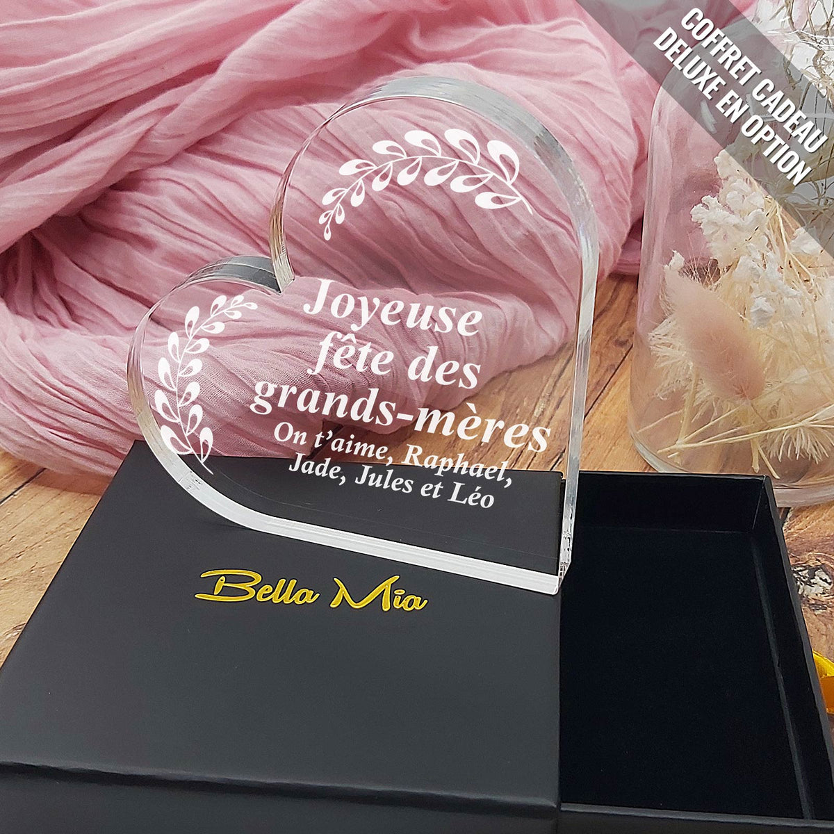 Joyeuse fête des grands-mères - Cœur en plexiglas