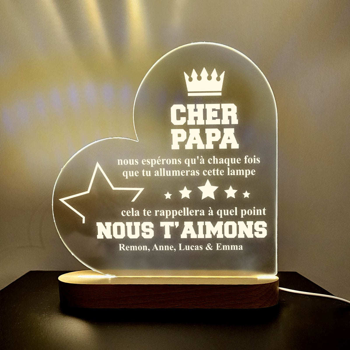 Pense à Nous Papa - Lampe Décorative