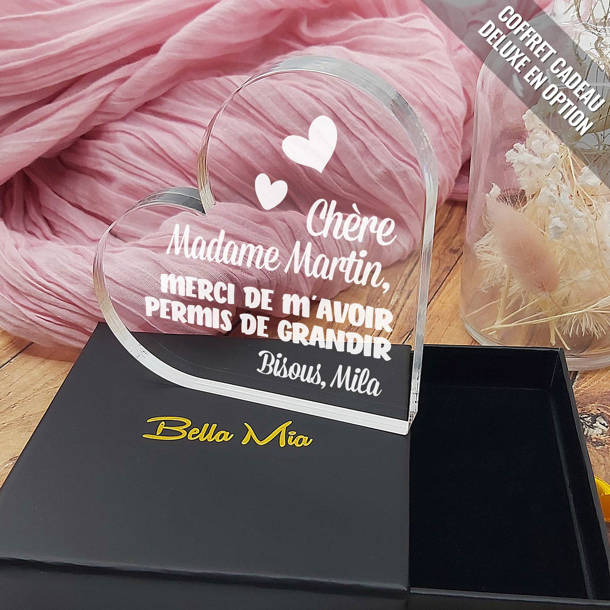 Merci de m’avoir permis de grandir - Cœur En Plexiglas