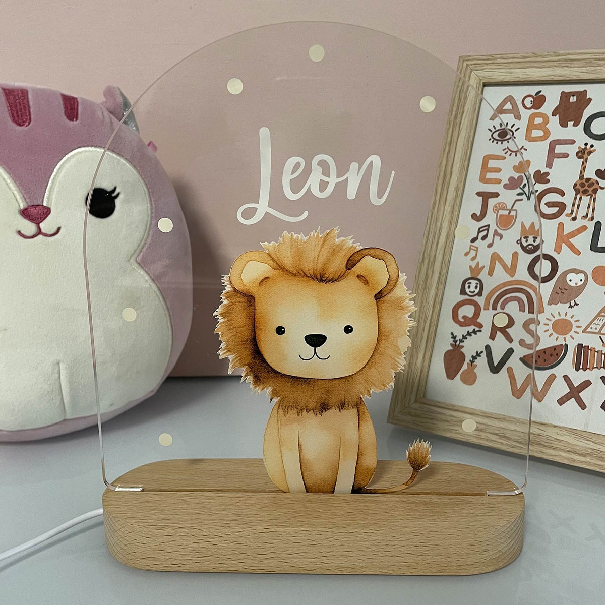 Veilleuse Animaux Mignons avec Nom Personnalisé