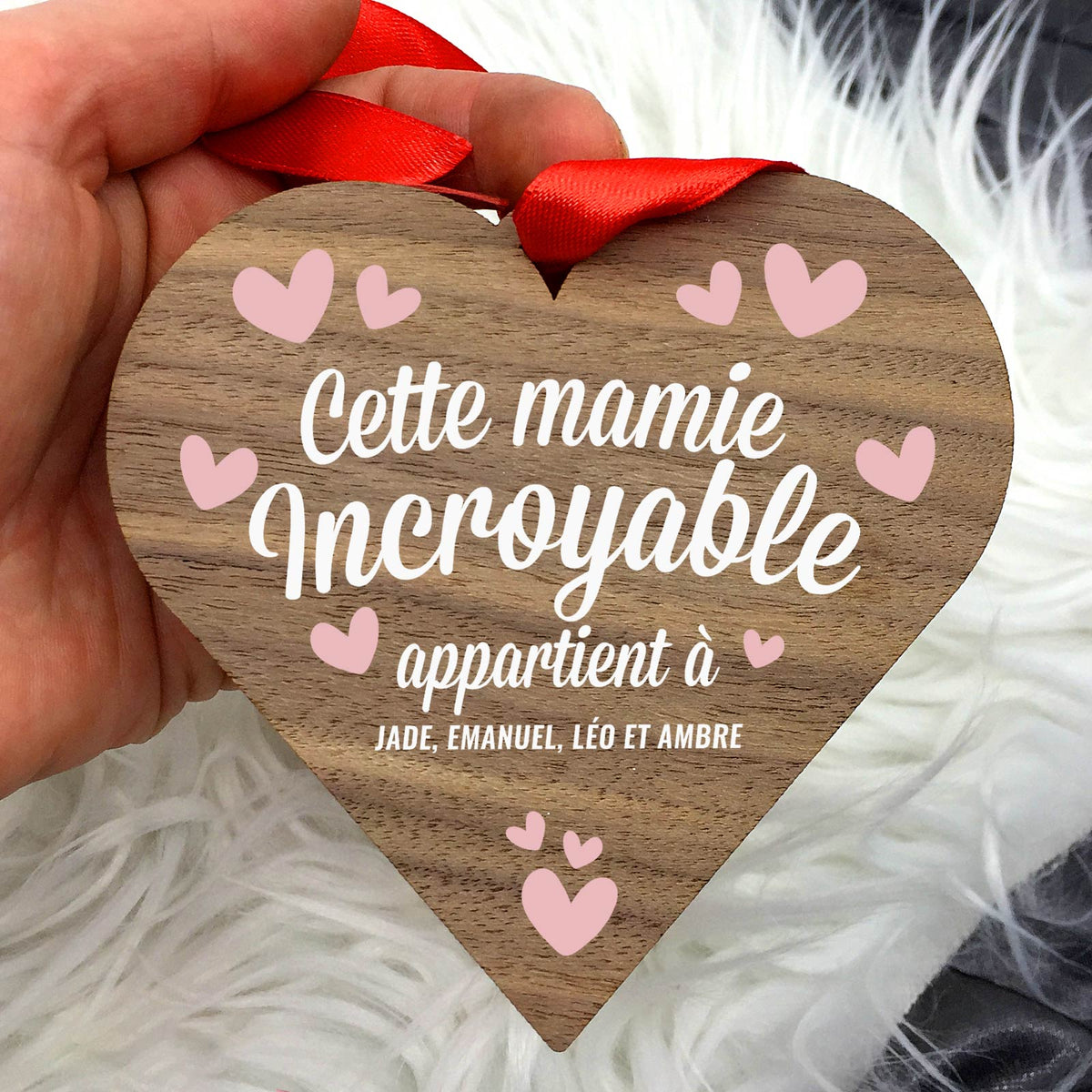 Cette Mamie Incroyable - Cœur en bois