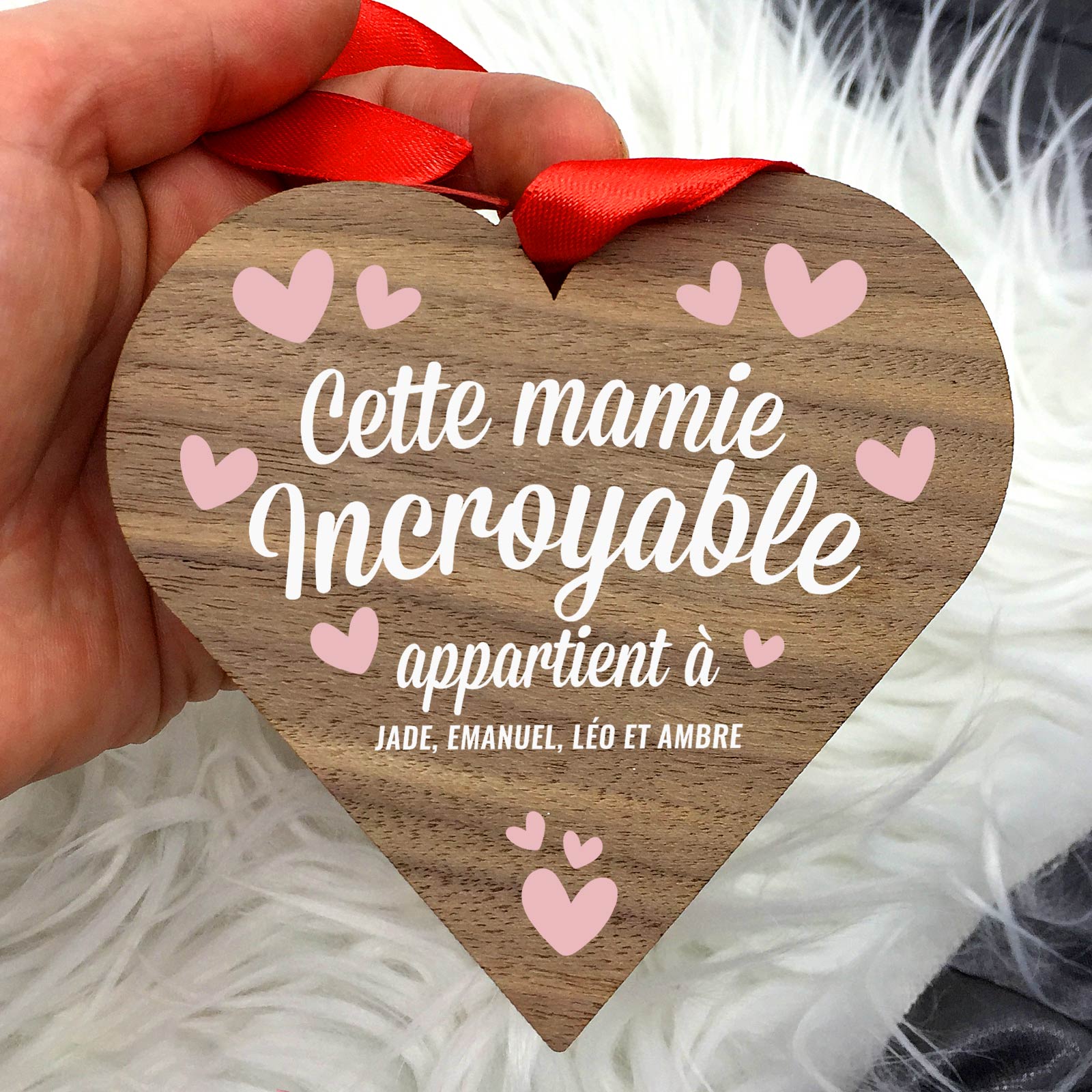 Cette Mamie Incroyable - Cœur en bois