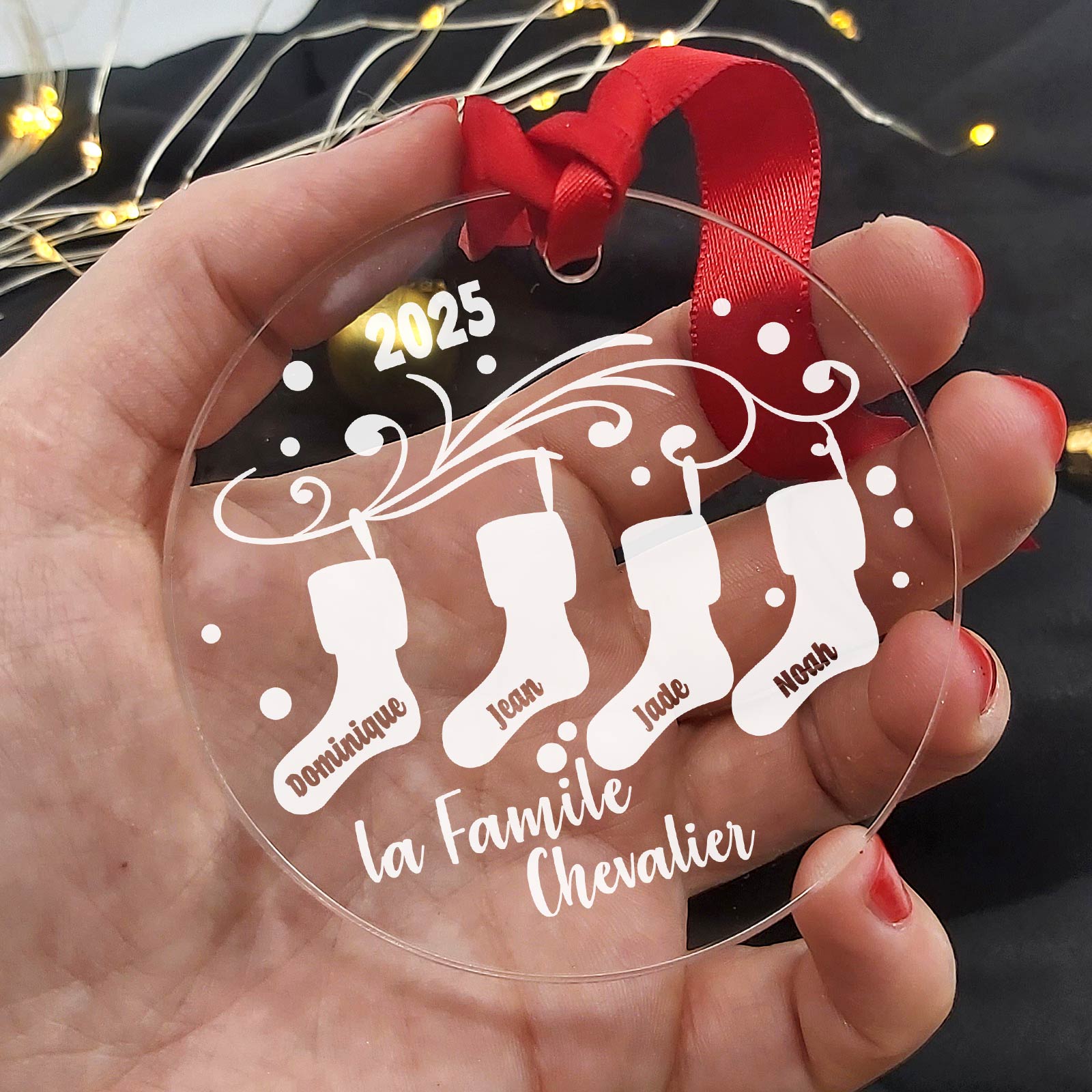 Bas de Noël de la famille ! Décoration en plexiglas