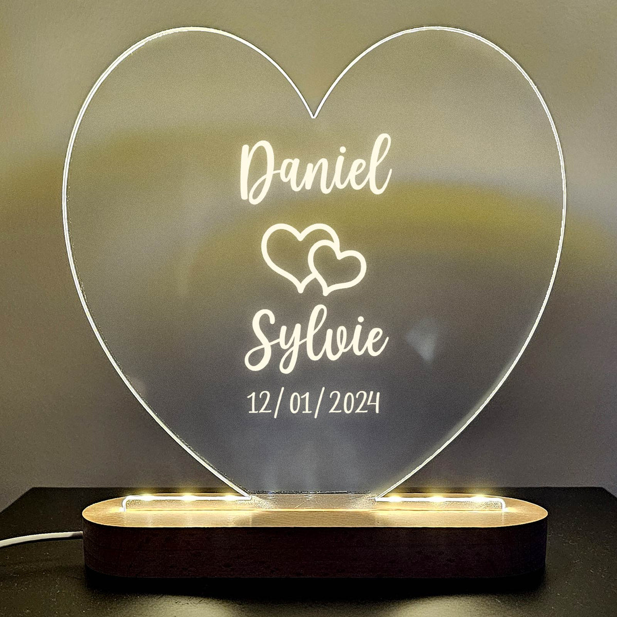 Noms Et Cœurs - Lampe Décorative Cœur