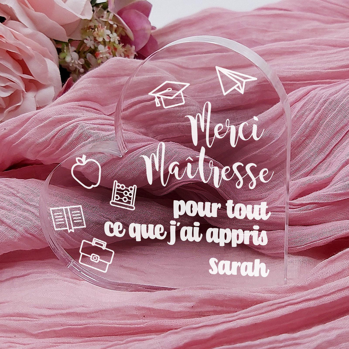 Merci pour tout ce que j&#39;ai appris - Cœur en plexiglas