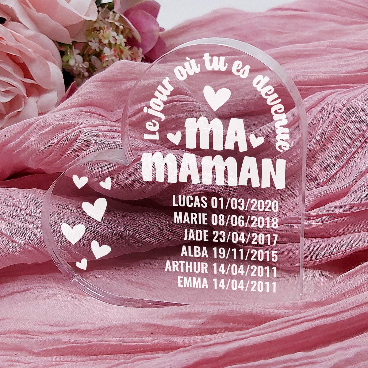 Le jour où tu es devenue ma maman - cœur en plexiglas