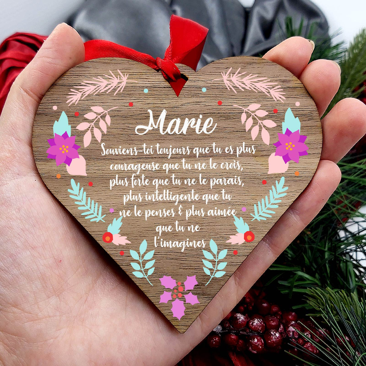 Souviens-toi toujours - Cœur en bois