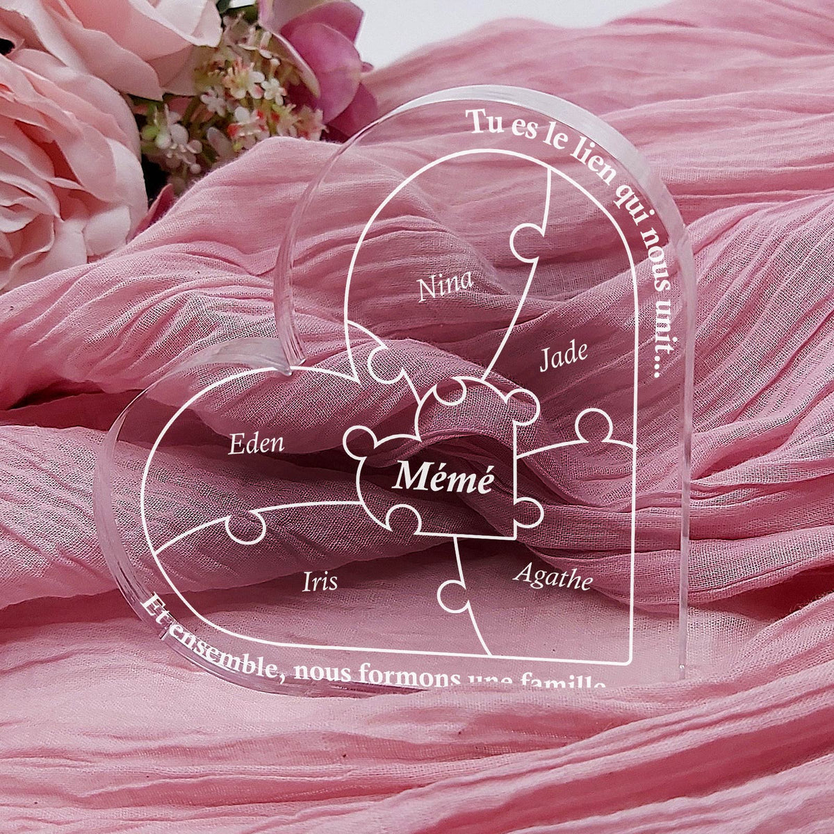 Le lien qui nous unit - Cœur Puzzle en Plexiglas