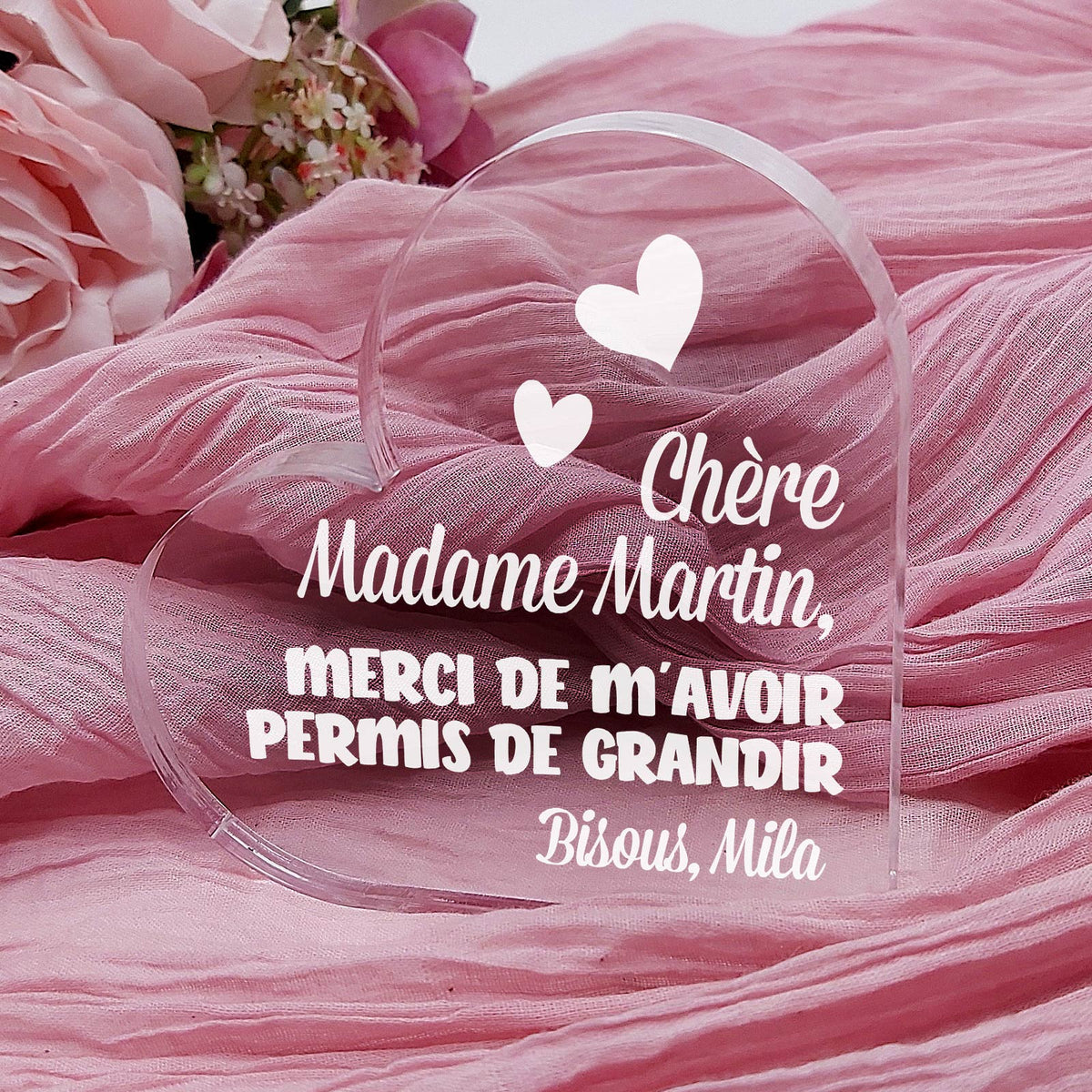 Merci de m’avoir permis de grandir - Cœur En Plexiglas