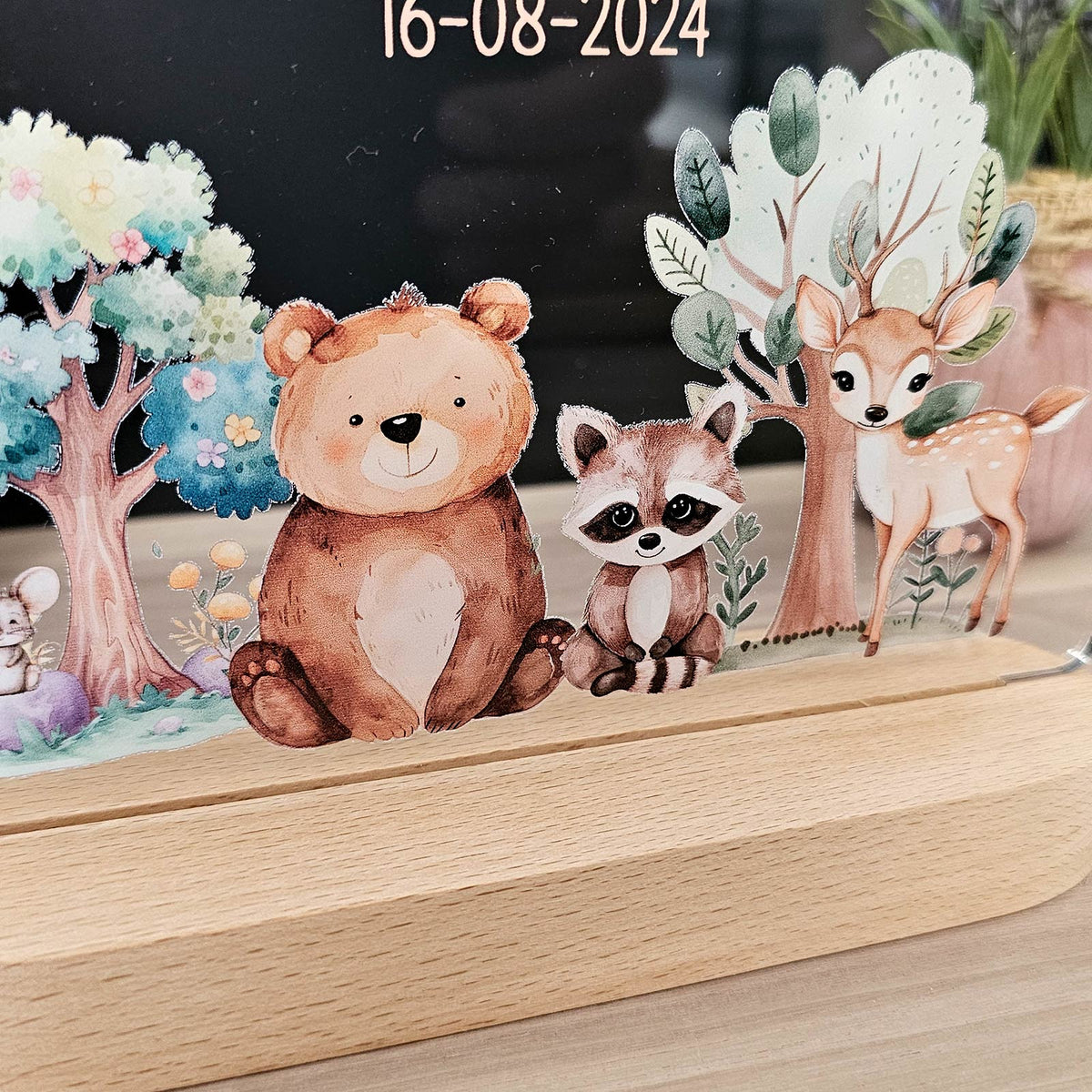 Animaux de la forêt - Veilleuse avec nom personnalisé