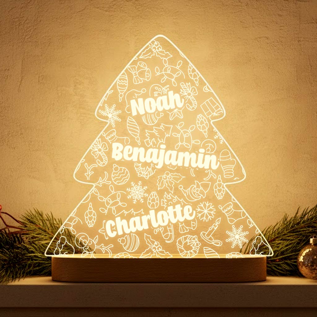 Sapin de Noël avec prénoms - Lampe décorative