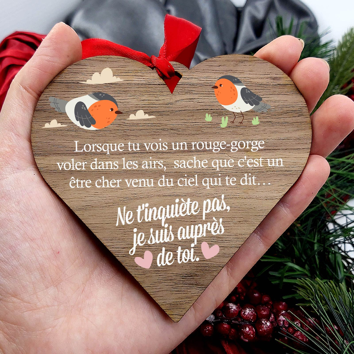 Ne t&#39;inquiète pas - Cœur en bois