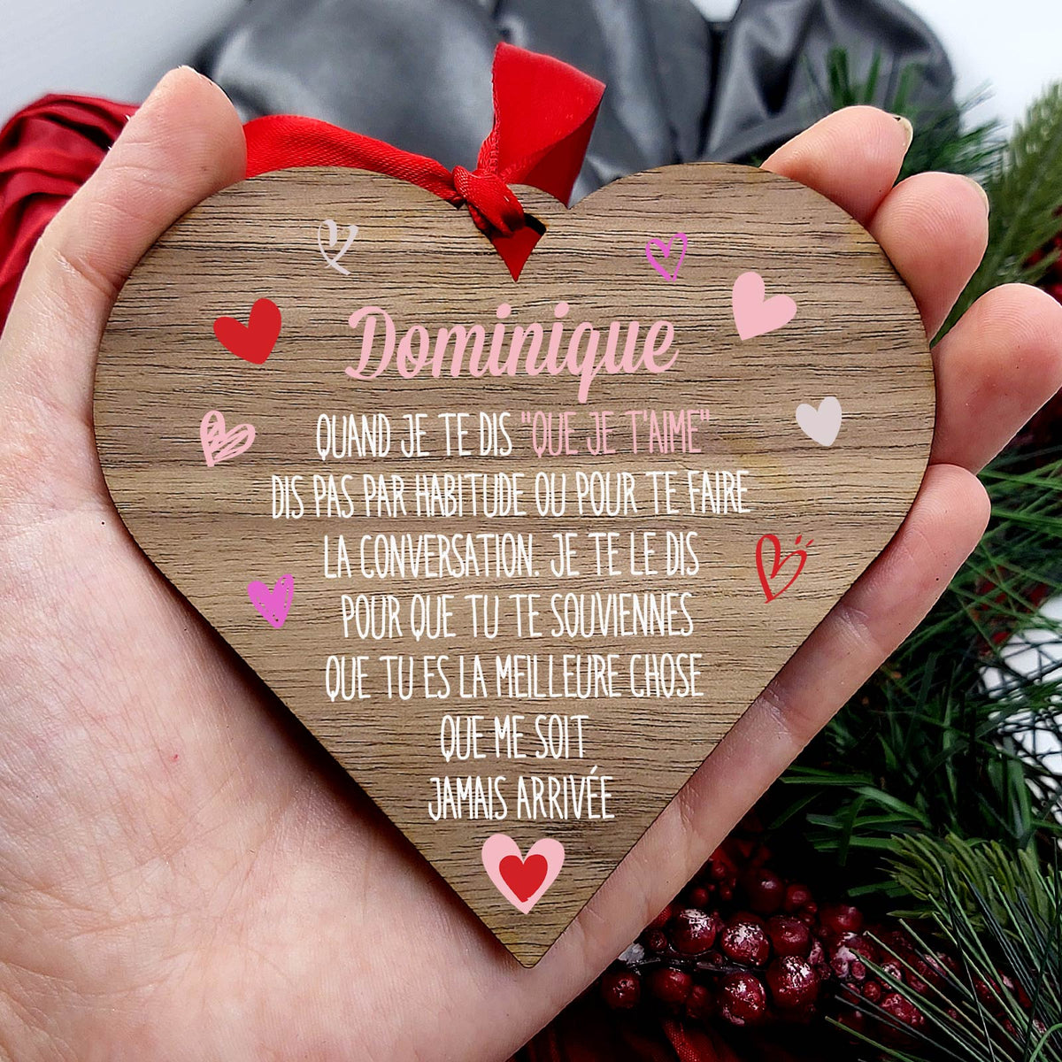 Que je t&#39;aime - Cœur en bois