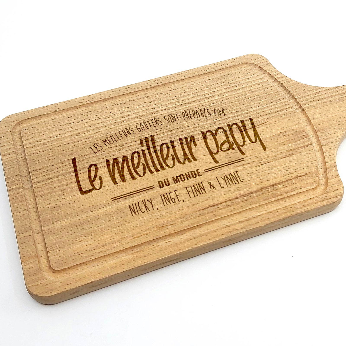 Planche à découper personnalisée avec noms et Initiale